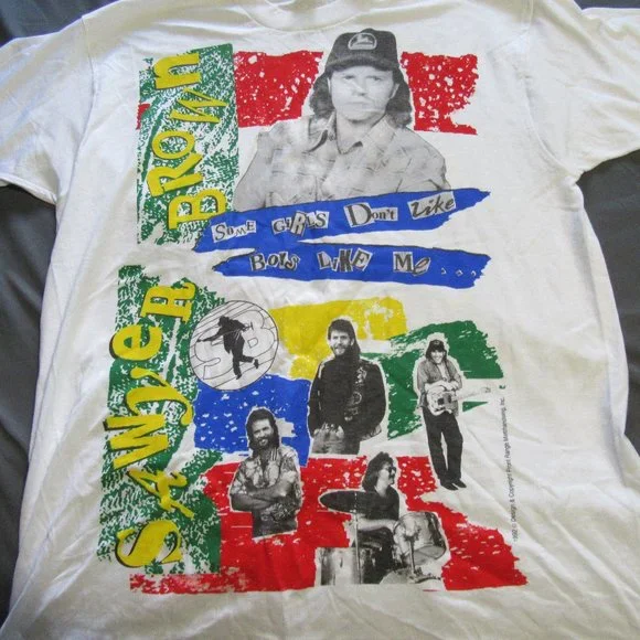 Mens Vtg Sawyer Brown Dirt Road Tour Concert T Shirt Sz XL